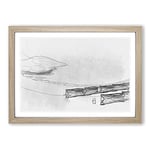 Big Box Art Boats on a Placid Lake in Abstract Framed Wall Art Picture Print Ready to Hang, Oak A2 (62 x 45 cm)