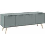 Altobuy - canaca - Meuble tv 4 Portes Scandinave mdf et Pin Massif Gris Vert