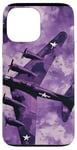 Coque pour iPhone 13 Pro Max Imprimé animal bohème violet B-17 Flying Fortress Vintage