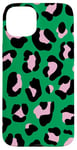 iPhone 15 Plus Green and Pink Leopard Print Case