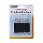 3pk Small 40mm 3 Digit Combination Locks Bag Locker Luggage Suitcase Gym Travel