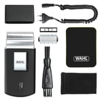 Wahl Rasoir de voyage de poche, compact et rechargeable, rasoir à barbe, rasoir électrique pour homme, feuilles flexibles, coupe rapprochée, petits rasoirs pour les voyages, noir