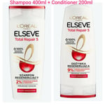 Loreal Total Repair Regenerating Shampoo 400ml+Conditioner 200ml Keratin Complex