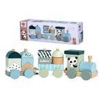 Eichhorn Wooden Train with 2 Wagongs and 13 Building Blocks, Locomotive and Trailer Consisting of Building Blocks, 16 Pieces, 29 cm Long, Motor Skills Toy for Children from One Year