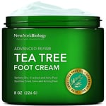 New York Biology Tea Tree Oil Foot Cream for Dry Cracked Feet, Athletes Foot, Nail Fungus, Jock Itch, Ringworm, Cracked Heels and Itchy Skin – Pain Relieving Foot Cream - 226 g