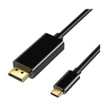 Câble USB Type C (Thunderbolt 3) vers DisplayPort 4K60hz UHD, adaptateur 3M USB-C vers DisplayPort mâle à mâle cordon plaqué or