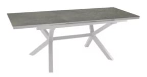 Table de jardin extensible Absolu Proloisirs céramique mat coloris Lucca châssis blanc P.100 cm x L.180/240 cm x H.77 cm