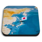 Square MDF Magnets - Japan World Map Flag  #45439