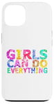 Coque pour iPhone 13 Message positif amusant « Girls Can Do Everything »