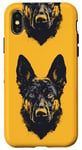 Coque pour iPhone X/XS Jaune Géométrique Noir Berger Allemand Art