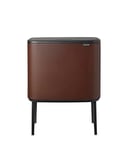 Brabantia - Bo Touch Bin 23+11L - Double Poubelle de Recyclage pour la Cuisine - Ouverture Soft-Touch - Seau Intérieur Amovible - Antidérapant - Sacs Poubelles Inclus - Cosy Brown - 54 x 31 x 68 cm