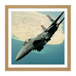 Artery8 Military USA USAF F-15E Strike Eagle Jet Fighter Square Wooden Framed Wall Art Print Picture 16X16 Inch