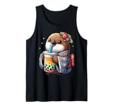 Kiwi Bird Drinking Bubble Tea Japanese Kimono Tank Top