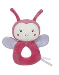 GIPSY TOYS – PELUCHE - HOCHET COCCINELLE – GAMME « BAMBOO » - 14 CM S/CARTE – ROSE BEIGE ET GRIS – 1ER AGE