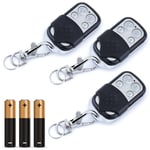 Lot de 3 télécommande de Porte de Garage, Télécommande Garage Portail Universelle, Clonage de Télécommande avec 4 Touches et Fréquence Fixe 433,92