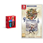 Nintendo Switch (Modèle OLED) avec Manettes Joy-Con Bleu Néon/Rouge Néon & Suikoden 1 & 2 HD Remaster: Day 1