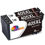 Clorisun 405XL Black Ink Cartridges for Epson 405XL 405 XL Ink for Epson Workforce Pro WF-7830DTWF WF-4820DWF WF-3820 WF-7840DTWF WF-4830DTWF WF-3825DWF WF-4825DWF WF-7835DTWF Printer(2 Black)