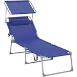 Chaise Longue, Bain de Soleil, Transat de Relaxation, Chaise de jardin pliable - Bleu foncé GCB22BUV2
