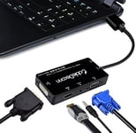 CableDeconn Multiport 4 en 1 Câble Adaptateur HDMI vers HDMI/DVI/VGA avec convertisseur de Sortie Audio (Noir)