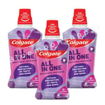 3 x 500ml Colgate All in One Breathtaking Mouthwash  - Purple