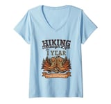 Womens Hiking Through Life for 1 Year 1st Couples Anniversary V-Neck T-Shirt