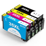 Skydo 35XL Ink Cartridges (2600 pages, High yield) Compatible for Epson 35 XL for Workforce Pro WF-4720DWF, WF-4725DWF, WF-4730DTWF, WF-4740DTWF Printer (XL, Multipack, 4-Pack)