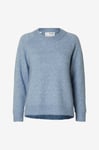 Selected FEMME - Tröja slfLulu LS Knit O-neck - Blå