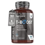 Testosterone Supplements for Men - 180 Vegan Tablets (3 Months Supply) - With Maca, Fenugreek, Zinc, Magnesium, Vitamin D & D-Aspartic - For Energy, Performance & Muscle Growth - Test Boosters for Men