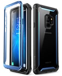 i-Blason Coque Samsung Galaxy S9, [Série Ares] Coque Intégrale Antichoc avec Dos Transparent et Protecteur d'écran Intégré pour Samsung Galaxy S9 2018 (Noir/Bleu)