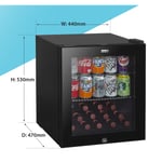 Mini Fridge - 50L, Table Top, Black/Glass, 3-10°C, Premium Quality - Baridi