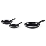 GreenChef Diamond Healthy Ceramic Non-Stick 3-Piece Frying Pan Skillet Set, 20 cm, 24 cm and 28 cm, PFAS-Free, Induction Suitable, and Oven Safe up to 160˚C, Black
