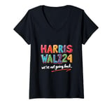 Womens HARRIS WALTZ24 We're Not Going Back. Colorful Bold Lettering V-Neck T-Shirt