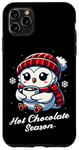 Coque pour iPhone 11 Pro Max Foulard blanc chouette drôle Hot Choco Merry Christmas Mom Dad Kids