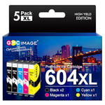 GPC Image Printer Cartridges 604 604XL Compatible with Epson 604 Ink Cartridges Multipack for Epson XP2200 Ink Cartridges XP3200 XP4200 XP3205 XP4205 Workforce WF-2930 WF-2935 WF-2910 (5 Pack)