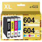 HALLOLUX 604 604XL Cartouches d'encre Compatible pour Epson 604 604XL 604 XL pour Epson Expression Home XP-2200 XP-2205 XP-3200 XP-4200 XP-3205 XP-4205 Workforce WF-2910 WF-2930 WF-2950 (4 Pack)