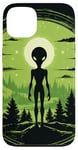 Coque pour iPhone 13 Tête d'extraterrestre verte mignonne visage OVNI || Alien