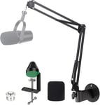 Bras Micro Compatible avec Shure MV7 MV7+, MV7 Support Micro Mural avec Bonnette Micro Anti Pop ¿ Pied Micro avec Pince de Fixation Murale pour Micro MV7+ pour Podcast-Audio, Streaming