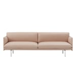 Outline 3-Seater / Polished Aluminium Base Refine Leather Beige