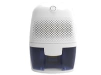 Mini déshumidificateur 500 ml. Idéal pour réduire l'humidité dans les petits espaces. Compact et efficace, il est parfait pour les environnements tels que les armoires et les salles de bains.