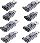 Pack de 8 Adaptateur Lightning vers USB C, Adaptateur USB C, Mini USB vers USB C Micro USB vers USB C Connecteur Femelle vers mâle USB Compatible avec Navi Jouet Smartphones Tablettes iPhone.[G357]