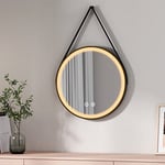 EMKE Miroir de Salle de Bain avec éclairage, Miroir de Salle de Bain LED Rond ф50cm avec Interrupteur Tactile + 3 Types de Feux Blanc Chaud/Blanc Froid/Neutre Cadre Noir