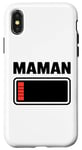 Coque pour iPhone X/XS drole Femme fatiguée, maman, faible charge de batterie