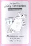 On Your First Holy Communion Card With Special Wishes Chalice Cross Bible