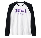 Football All Purple Stars Classic Retro Varsity Text Raglan Baseball Tee