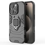 SKALO iPhone 16 Pro Armor Hybridi metallirengas kuori - Musta