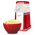 Nostalgia Hot-Air Electric Popcorn Maker, 1.8L, Healthy Oil Free Popcorn with Measuring Scoop, Retro Red