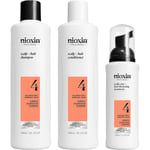 Nioxin SYSTEM 4 Färgat, synbart tunnare hår 3-stegs systemuppsättning Scalp + Hair Shampoo 300 ml + Scalp + Hair Conditioner 300 ml + Scalp Care + Hair Thickening Treatment 100 ml 700 ml (577,00 kr / 1 l)