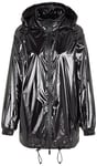 Emporio Armani Women's Limited Edition We Beat As One Glossy Nylon Coat Rain Jacket, Black, S