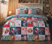 Rapport Home Christmas Advent Calendar King Reversible Microfibre Duvet Cover Set - Xmas Kingsize Multicoloured Bedding Set