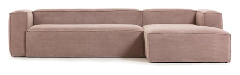 Kave Home Blok 3-seter Sofa m. høyrevendt sjese - Rosa Fløyel